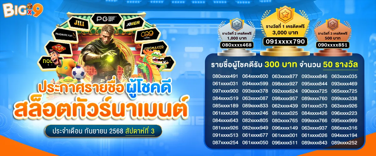 bigx9 รายชื่อผู้โชคดี